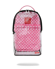 CLEAR DLX BACKPACK - CHECKED OUT (PINK DRIP)